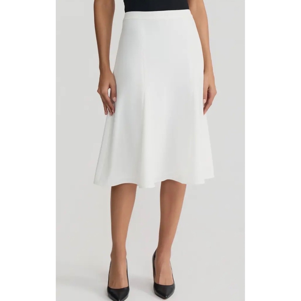Trina Turk White Fit and Flare Midi Skirt Size 0 NWT Paneled Career Bridal